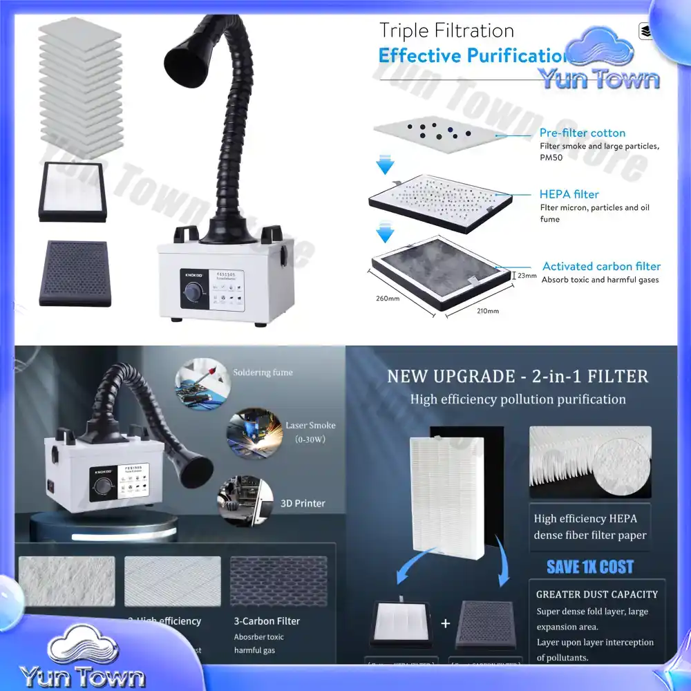 Industrial Laser Fume Extractor - Лазерный дымоуловитель 100 Вт с HEPA-фильтром