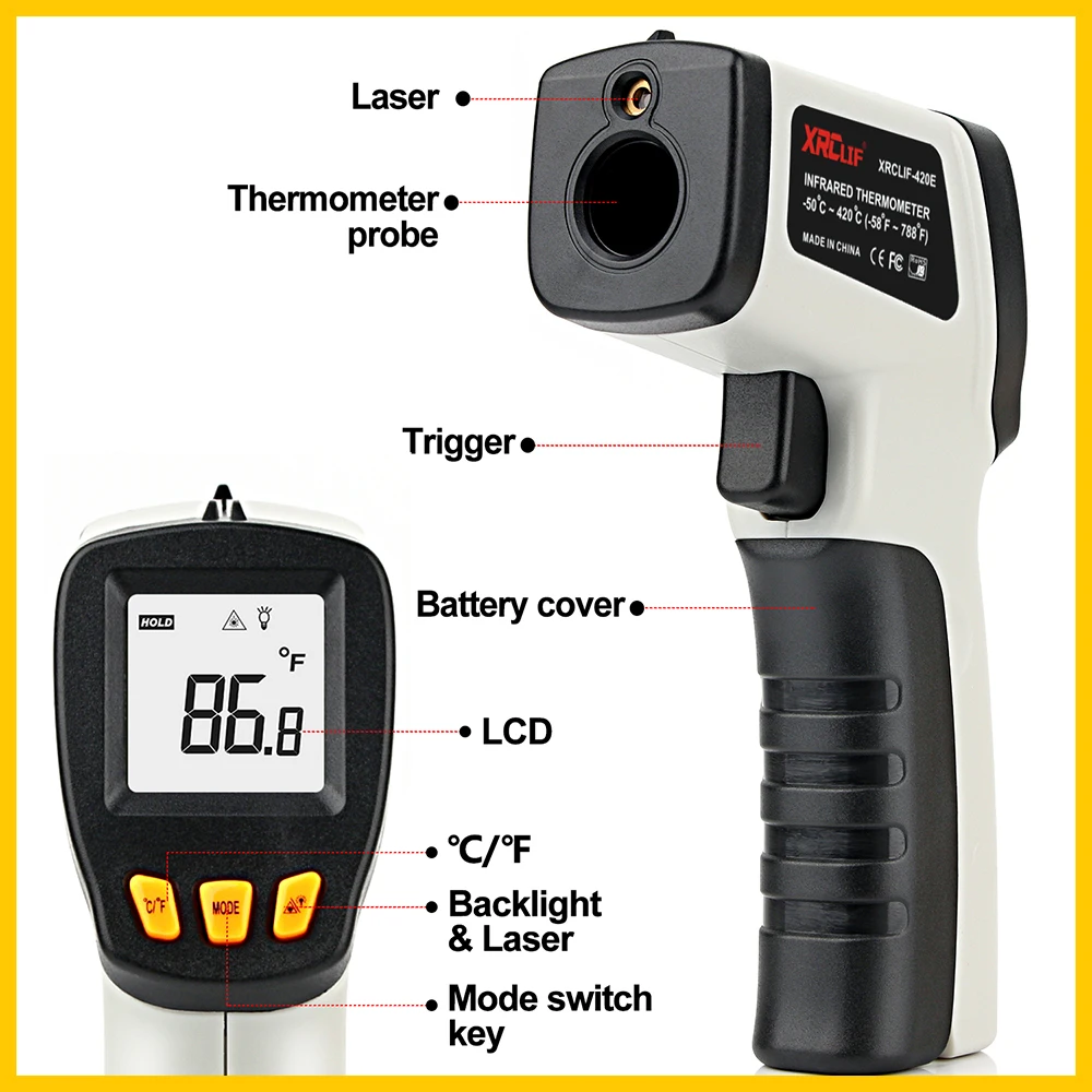 XRCLIF Инфракрасный термометр  – обзор и цена Industrial Laser Temperature