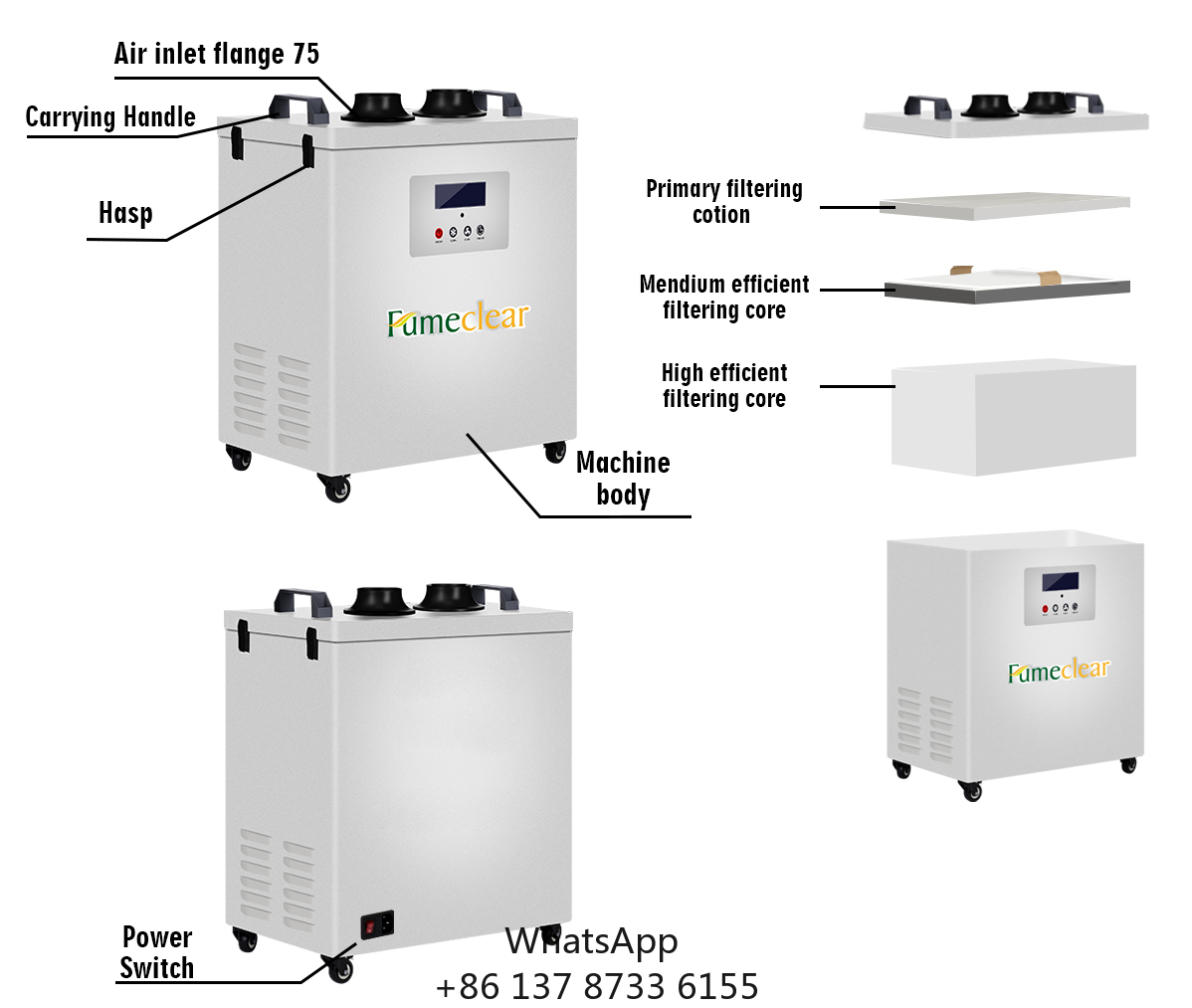 Одобренный CE портативный экст – обзор и цена Industrial Laser Fume Extractor